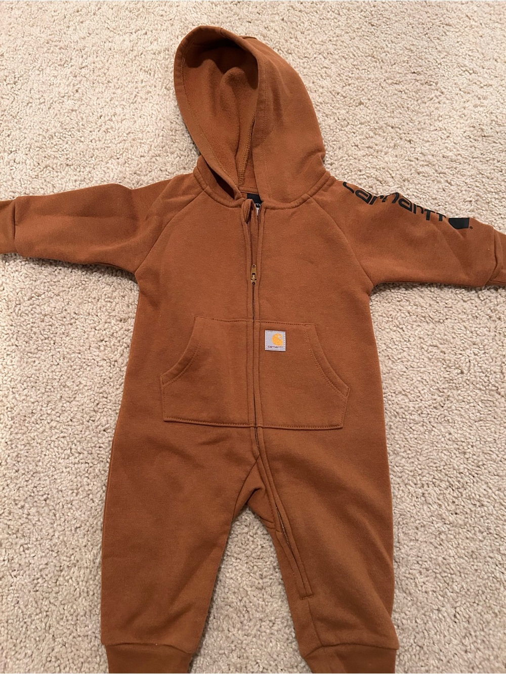 Carhartt Kids Brown Hooded Fleece Zip One-Piece